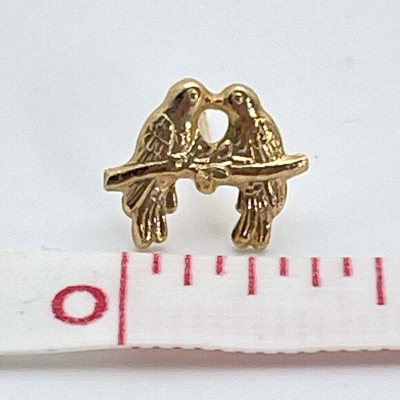 Vtg  Earrings 14K GF Post 12K Gold Fill Love Birds Retro Design Pierced Gift 3 - Picture 3 of 9